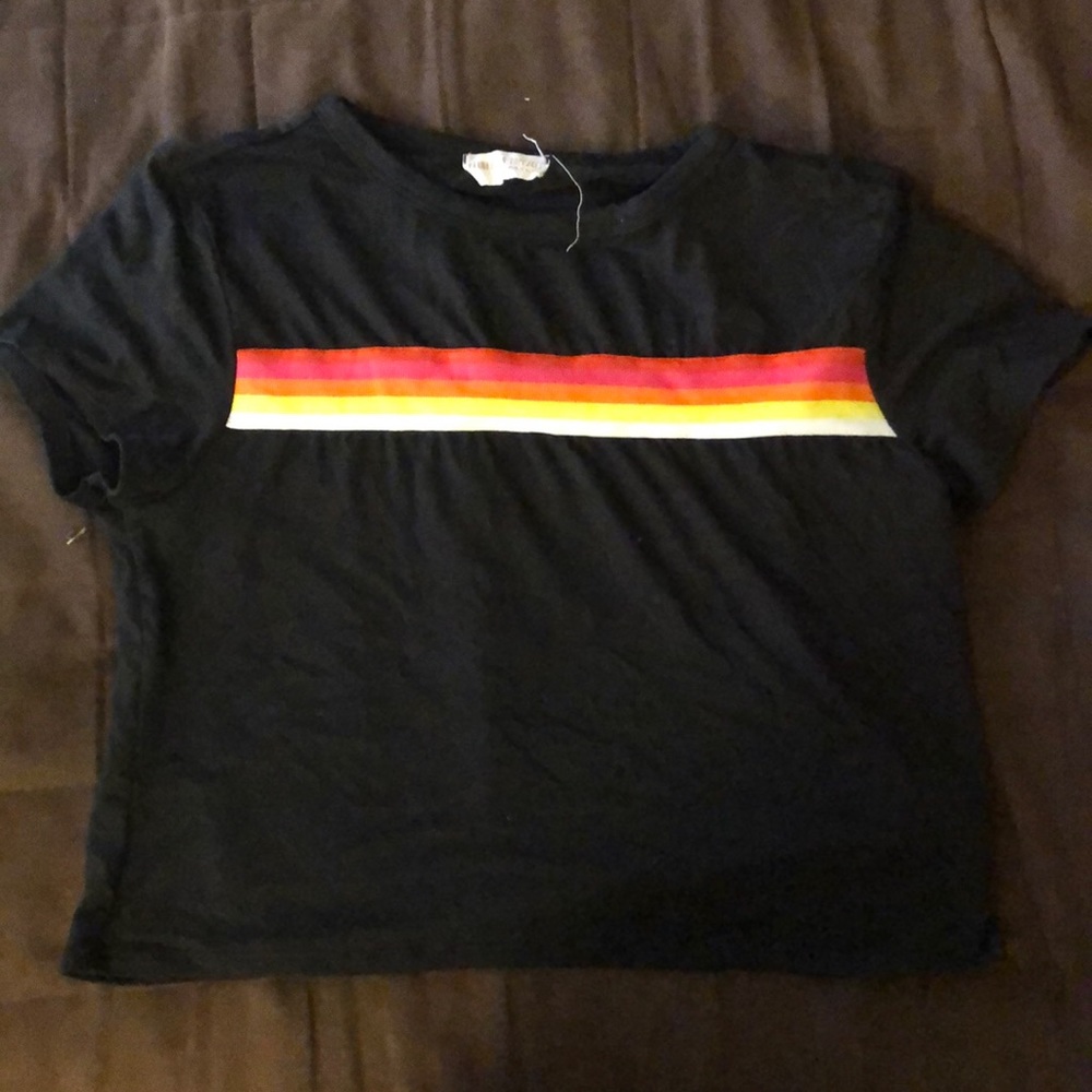 black crop top with stripes